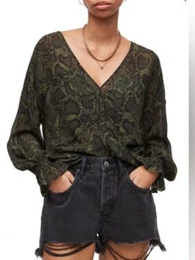 All Saints Penny Tamora Surplis Blouse Size 2 Retail $199